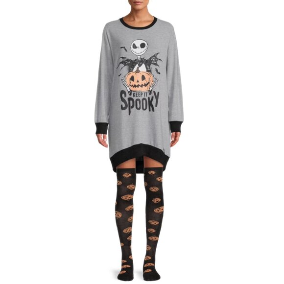 Disney Women's Gray Black Nightmare Before Christmas Graphic Sleepshirt Size XL - Picture 1 of 8